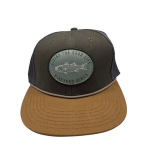 Vineyard Vines Living The Good Life Bass Fish Patch Mesh Back Snapback Hat
